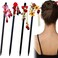 4 PACK Chinese Hair Chopsticks for Women, Wooden Hair Accessories, Japanese Hair Stick, Retro Tassel Retro Handmade Hairpins Flower Tassel Hair Chopsticks for Long Hair