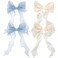 4 PACK Light Blue and Champagne Big Ribbon Hair Bows,Large Hair Accessories,Oversized Long-tail Hair Clips for Women and Girls Hair Styling Accessories.