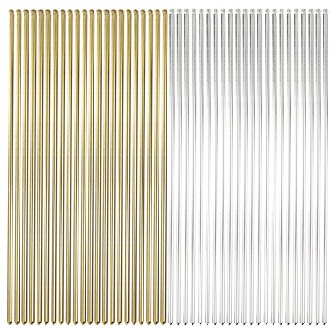 Lawie 40 Pack 6 Inch Gold Silver Long Metal Straight Hair Sticks with Hole Pencil Plain Hair Picks Forks Needle Rod Blank Thin Hairpins Hair Shawl Pins Chopsticks Bun Holder Craft DIY Accessories Bulk