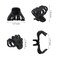 4cm Black Octopus Claw Clips Strong Grip Small Medium Hair Clips With Teeth Non-slips Medium Flat Round Hair Claw Clips for Women and Girls Thin toThick Hair Holder Pony, Half Bun, Styling.