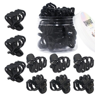 4cm Black Octopus Claw Clips Strong Grip Small Medium Hair Clips With Teeth Non-slips Medium Flat Round Hair Claw Clips for Women and Girls Thin toThick Hair Holder Pony, Half Bun, Styling.