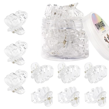 9 pcs 4cm Clear Octopus Claw Clips Medium Small Strong Grip Plastic Hair Clips for Women and Girls White Thin to Thick Hair, Holder Small Pony or Half Bun.