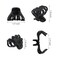 4CM Medium Small Hair Claw Clips 9 pcs Octopus Hair Clips Strong Grip Medium Hair Clips with Teeth Non-slip Good for Women Girls Thin Thick Hair.(Black+Brown+Clear)