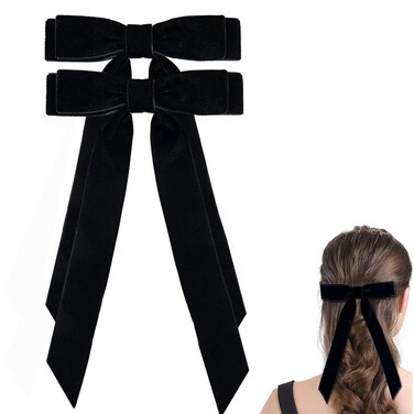 Large Black Velvet Hair Bows For Girls,2 PCS 5 Inch Bows Hair Alligator Clips Accessories for Women Girls Toddlers Kids