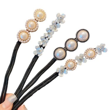 4PCS Flower Pearl Hair Bun Maker Deft Hair Twist Bun Shaper Girls Donut Holder DIY Hair Styling Tool