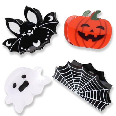 Halloween Hair Clips for Women Girls Cute Bat Spider Web Hair Claw Clips Strong Hold Non Slip Pumpkin Ghost Hair Clip Hair Grips Halloween Gifts Hair Accessories 4PCS