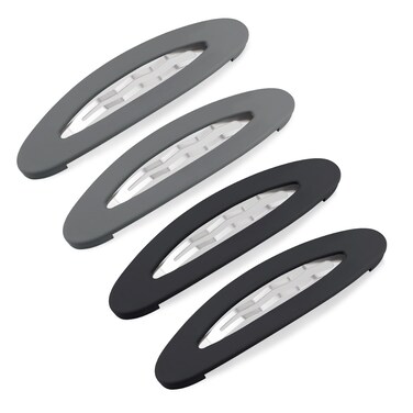 4PCS Large Snap Hair Clips for Women, Snap Hair Barrettes for Girls, Matte Snap Clips for Hair, Hair Pins for Girls, Medium Barrettes Hair Accessories (3.5Inch,Black&amp;Grey)