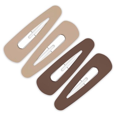 4PCS Large Snap Hair Clips,Acrylic Metal Snap Hair Barrettes,Matte Snap Clips for Women, Hair Pins for Girls, Large Barrettes Hair Accessories (3.5Inch,Brown)