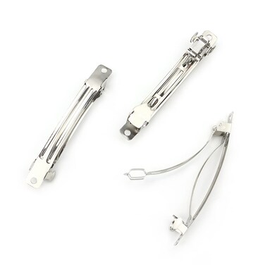 50 PCS 80 MM Iron Blank French Barrette Hair Clips for DIY Hair Clip Craft Bows, Silver Tone