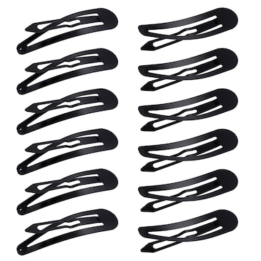 WILLBOND 50 Pcs Snap Clips for Hair 3.5 Inch Large Metal No Slip Hair Barrettes Long Side Clips for Women Accessories, Black(Black)