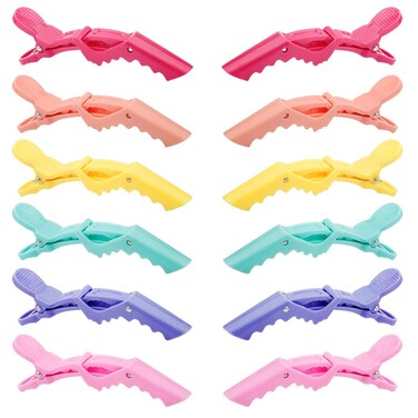 GLAMFIELDS 12 pcs Alligator Hair Clips for Styling Sectioning, Non-slip Grip Clips for Hair Cutting, Durable Women Professional Plastic Salon Hairclip with Wide Teeth &amp; Double-Hinged Design