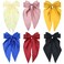 Lawie 6 Pack Satin Big Large Hair Bows for Women Oversized Giant Bow Hair Clips French Barrette with Long Silky Ribbon Tail Lady Hairpin Ponytail Holder Bowknot Hair Accessories