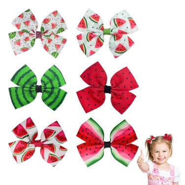 6 PACK Watermelon Bow Hair Clips Fruit Accessories for Women Girls Hair