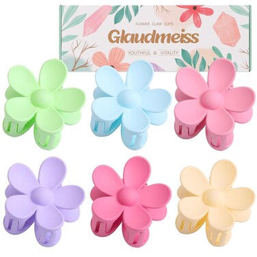 6PCS Flower Hair Clips, Matte Claw Clips for Women Girls, 3.15 Inches Long, Strong Hold Cute Clips for Thick Thin Hair, Perfect Gifts for Valentine's Day