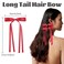 AWAYTR Hair Clip - 6Pcs Hair Bow Clip with Tassels and Bowknots for Women in Red/Black/Navy with Long Solid Hair Ribbons for Girls
