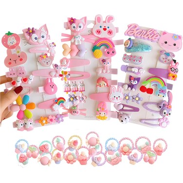 62PCS Girls' Hair Accessories Set: Toddler Barrettes, Flower, Rainbow, Candy Fruits Clips, Hair Pins, and Cute Hair Clips for Girls &amp; Baby (Style 1)