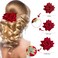 ASTRYAS 4 Pieces Rose Flower Hair Clip Red Rose Bridal Hair Pins Rose Brooch Mexican Flower Hair Accessories for Party Wedding Flamenco Dancer, Christmas Gift for Women