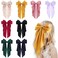 VOBOBE Hair Bow Clip, 8Pcs Big Satin Layered Hair Accessories for Women Girls, 8 Inch Barrette Hair Clip, Long Black Ribbon Bows, French Style, 8 Count