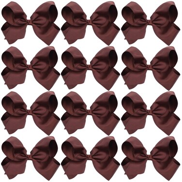 Large Boutique Hair Bows 6 Inch Cheerleading Cheerleader Cheer Bow Alligator Clips(Brown)
