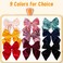 DED 9 PCS 6" Large Velvet Hair Bows Fable Bow Clips for Toddlers Girls, Handmade Big Bows Hair Accessories for Baby Girls Teen Kids Women
