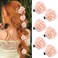 6PCS Pink Flower Hair Clips Small Satin Rose Hair Pins Elegant Hair Flowers Claw Clip Pink Floral Decoratives Wedding Hair Accessories for Women Girls