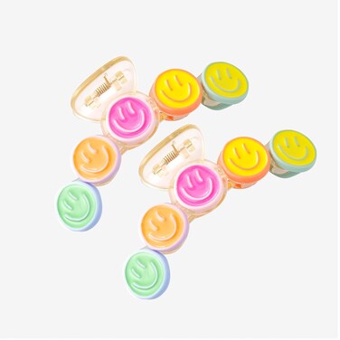 Colorful Y2K Hair Claws, Jaw Clamps and Clips - Smile Face Accessories for Girls' Summer Beach