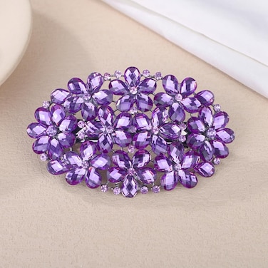 Aimimier Flower Crystal Hair Clips Large Rhinestone Alligator Snap Clip Hair Pins Luxury Wedding Hair Accessories for Women (Purple)