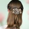 Hair Barrettes - Copper Wire Flower Crystal Hair Clips - 3.93inch Hand-woven High-level design Barrettes - Lightweight Nonslip for Daily Party