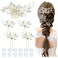 inSowni 17 Pieces Gold Metal Rhinestone Pearl Wedding Bridal Hair Side Comb Slides+U-shaped Flower Hair Pins+Pearl Twist Spiral Hairpins for Brides Bridesmaids Women Girls