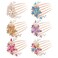 inSowni 6 Pack Luxury Glitter Sparkly Jeweled Gems Rhinestones Decorative Gold Metal Hair Side Combs Slides with Teeth Hair Bun Clips Updo Accessories Crystal Flower Hair Pin Barrettes for Women Girls