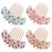 inSowni 4 Pack Luxury Glitter Sparkly Jeweled Gems Crystals Rhinestones Gold Metal Hair Side Combs Slides with Long Teeth Hair Bun Chignon Accessories Hairpins Barrettes Clips for Women Girls