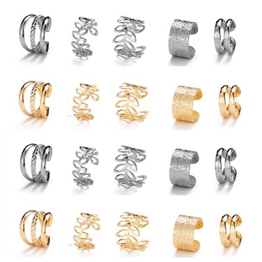 20 Pcs Gold Silveer Hair Braids Dreadlock, Non-Piercing Ear Clip Beard Beads Cuffs Clip Hair for Women Men Hair Accessories Styling Jewelry Tools