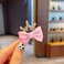 AEGYPIUS Mini Hair Claw Clips, 2-Piece Set, Pink Bow, Fashion Crown Design, Small Claw Hair Clips for Thin/Thick Hair
