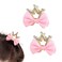 AEGYPIUS Mini Hair Claw Clips, 2-Piece Set, Pink Bow, Fashion Crown Design, Small Claw Hair Clips for Thin/Thick Hair