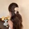 3 Pack Flower Hair Clip Medium, Small Rose Claw Clips for High Ponytail,Hair Clips Travel Beach Holiday Birthday Gift for Mother Girl Thick Thin Long Hair(Pink Gray-white White)