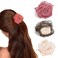 3 Pack Flower Hair Clip Medium, Small Rose Claw Clips for High Ponytail,Hair Clips Travel Beach Holiday Birthday Gift for Mother Girl Thick Thin Long Hair(Pink Gray-white White)