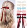 Ahoney Satin Bow Hair Accessories: 6 Coquette Barrettes with Long Ribbon Tails for Women and Girls (Classic)