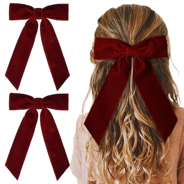 2PCS Red Velvet Hair Bows Hair Clips 5" Big Fall Alligator Clips Hair Accessories for Women Girls Toddlers Kids