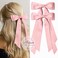 2PCS Silky Satin Hair Bows Hair Clip Pink Hair Ribbon Ponytail Holder Accessories Slides Metal Clips Hair Bow for Women Girls Toddlers Teens Kids