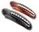 Parcelona French Oval Slider Tortoise Shell Brown and Black Small Large Celluloid Set of 2 Side Hair Claw Clips for Girls and Women (Small 3")