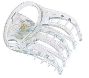 Parcelona French Curvy Oval Paw Clear 3&rdquo; Cellulose Acetate Side Slide In Scoop Jaw Hair Claw Clip Clutcher for Women and Girls (Clear)