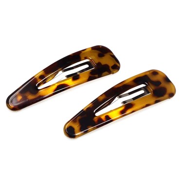 Parcelona French Clic Clac Savana Extra Large 3 &frac14;&rdquo; Celluloid Acetate Set of 2 Snap Hair Clip Pins for Women and Girls
