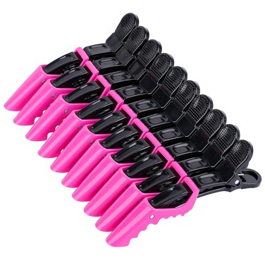 HH&amp;LL Hair Clips for Women - Wide Teeth &amp; Double-Hinged Design Alligator Styling Sectioning Clips of Professional Hair Salon Quality 10Pack (Rose Red)