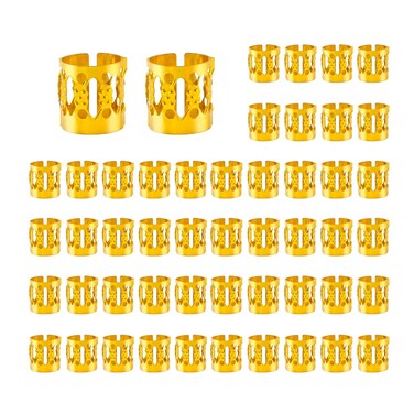 50 PCS Aluminum Dread Locks Adjustable Hair Jewelry Gold Dreadlock Accessories Hair Charms for Braids Women Hair Clips (Gold)