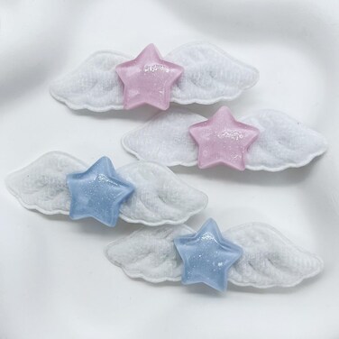 4 Pcs Angel Wings Hair Clips, Lovely Star Wings Hair Clip Sweet Hairpins Fashion Hair Side Clip Hair Accessory for Girls and Women, Blue and Pink