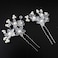 AKOAK 5 Pcs Bride Tiara Handmade Pearl Head Flower Hair Clip Fork Pearl Flower Braid Hair Disc U-Shaped Small Hairpin Head Accessories (White)