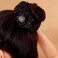 Hair Clip, 1pc Black Bird Nest Hairball Hair Claw with Flower Edge, Expandable Ponytail Holder, Cute Hair Bun Maker, for Women &amp; Girls