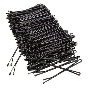 2.2 Inch Black Hair Bobby Pins Metal Clips Flat Straight Ball Tips Non-slip Decorative Long Short Women Girls Nickel Free Hairdressing Wedding Accessories with Case 100 PCS