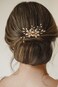 SWEETV Gold Bridal Hair Comb-Handmade Wedding Hair Clip Wedding Hair Accessories for Women