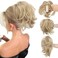 CJL HAIR Claw Clip Short Ponytail Hair Extensions DIY Bendable Metals Messy Bun Hair Piece for Wonen Straight Synthetic Fake Hairpieces Dirty Blonde